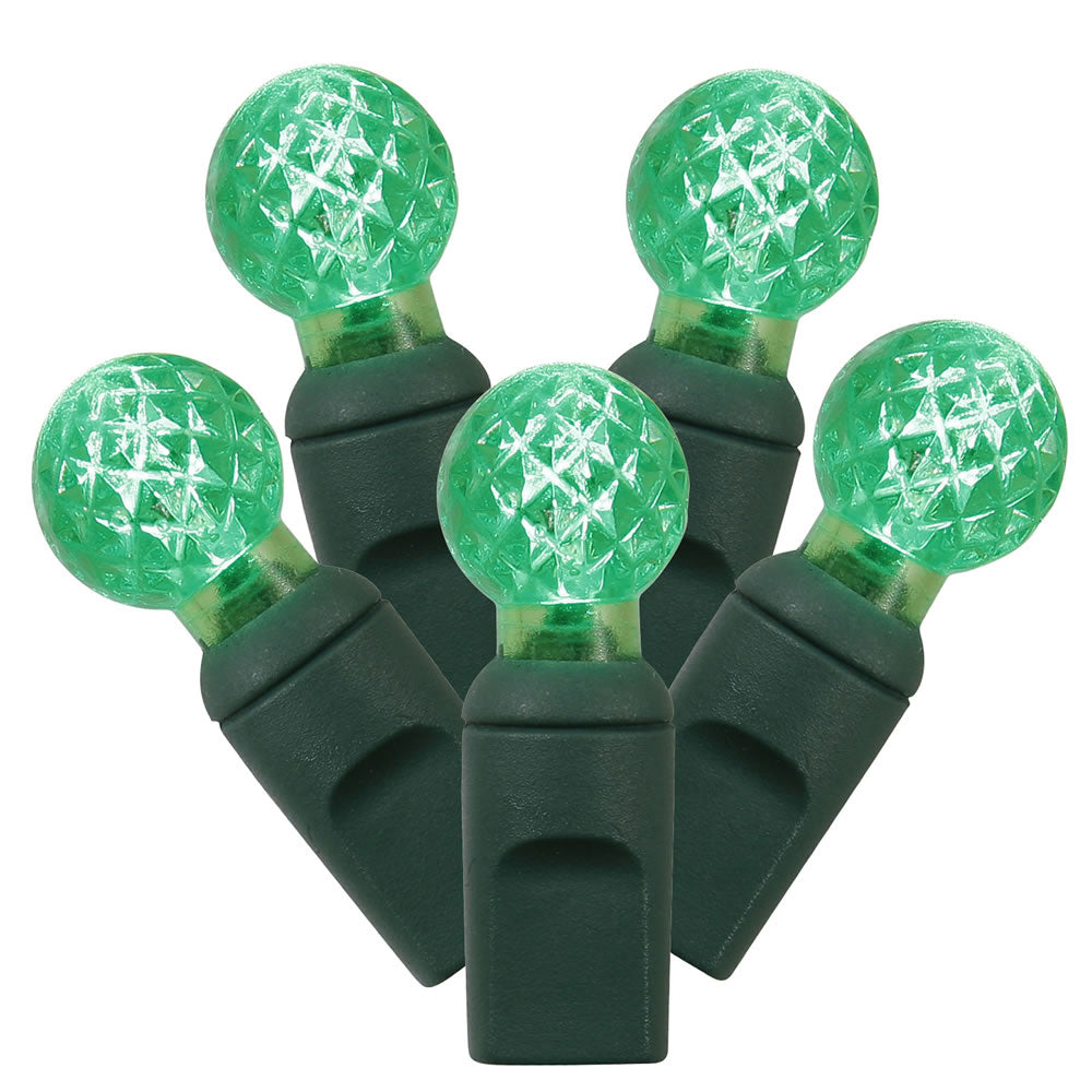 G12 Faceted LED Mini Light Strings — Green
